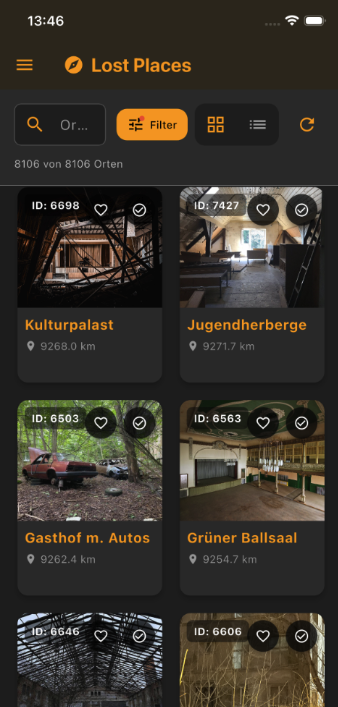 App Screenshot: Ort-Detail mit Bildern