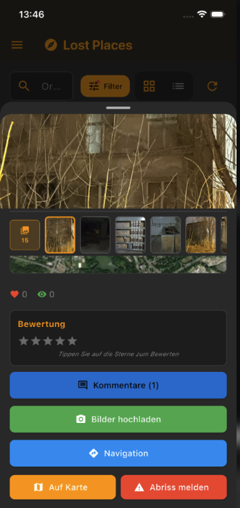 App Screenshot: Kategorien und Filter